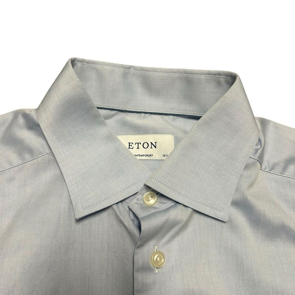 ETON Signature Twill Mens 42 16.5 Contemporary Long Sleeve Dress Shirt Blue